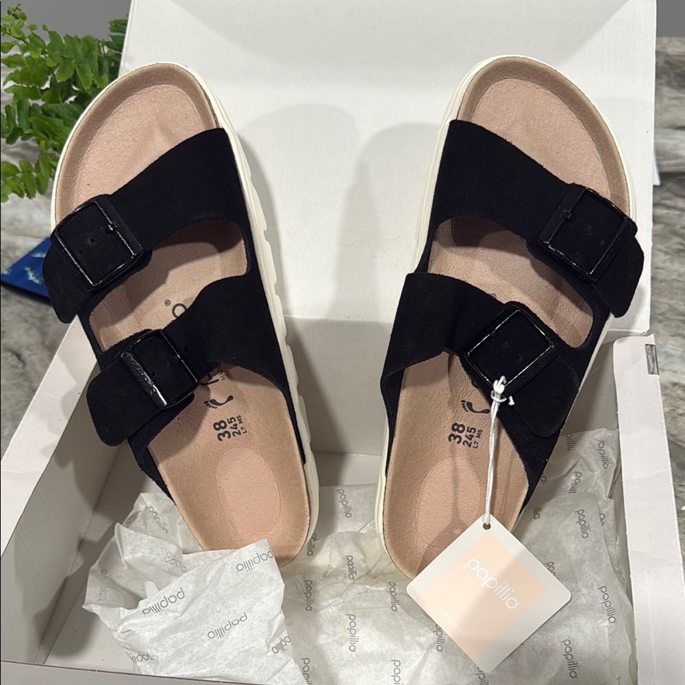 Birkenstock (Papillio) Platform Black and White Sandal